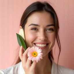 Retrato amigable de Elena Pardo, especialista en atención al cliente de Aurora Floralia, con un teléfono y una flor.